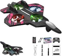 Skyriders RC Jet, Foam Remote Control Fighter Jet Airplane with 360° Flips & LED Lights,2.4GHz Easy-Fly RC Stunt Plane Toy, Durable Drop-Resistant Jets Drone for Kids & Adults