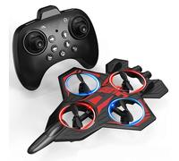 Skyriders RC Jet, Foam Screen Control 2.4GHz Remote Control Foam Fighter Airplane with 360° Flips, One-Key Takeoff & LED Lights, Easy-Fly Stunt Plane Toy for Kids Adults (Red Without screen)