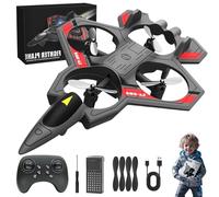 Skyriders RC Jet, Rc Jet Plane, Rc Stunt Fighter Jet Toy for Kids with 360° Flips & LED Lights, RC Plane 2.4Ghz Remote Control Foam Airplane Toy, Quadcopter, Gift for Kids Beginners (B1,1Battery)