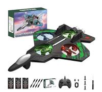 Skyriders Rc Jet, Skyriders Drone Plane, Rc Stunt Fighter Jet Toy for Kids with 360 Flips&LED Lights,High-Speed Rcs Helicopter Fighter Jets Drone,Foam Remote Control Airplane, 3 Pcs Battery (Green)