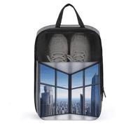 Skyscraper Buildings Shoe Bag Travel Shoe Organizer Water-Resistant Shoe Pouch with Zipper Sneaker Dust Bag, gray, One Size, Modern