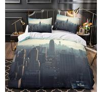 skyscraper cityscape 3D Pattern Duvet Cover 3pcs Microfibre Breathable Kids Decor urban modern architecture Comforter Cover 2 Matching Pillowcases Zipper Closure Bedding Kids & Girls King（220x240cm）