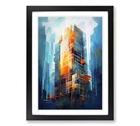 Skyscraper Gestural No.2 Framed Print | A2 Black Framed Wall Art | Ready to Hang | Eclectic Cityscape Picture | Living Room Bedroom Lounge Office
