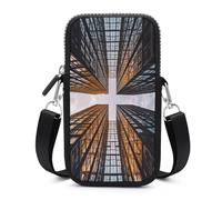 Skyscraper Looking Up at Sky Crossbody Bag Adjustable，Phone Bag Detachable Shoulder Strap，Wallet for Daily Commuting, Can Be Worn Crossbody Or over The Shoulder.