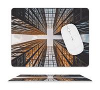 Skyscraper Looking Up at Sky Mouse Pad,Premium-Textured Mouse Mat Design,Computer Mouse Mat,Stitched Edges, Water-Resistant, for Gamer, Office & Home,Square Mouse Pad,Spill-Resistant Surface, Durable