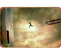 Skyscraper Movie Dwayne Johnson Jumping 5k Plaque Poster Metal Tin Sign 8" x 12" Vintage Retro Wall Decor