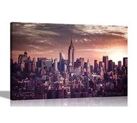 Skyscrapers in New York City Canvas Prints Framed Wall Art Decor Artwork Home Office Living Room Pictures Cityscape Hanging Photos Extra Large 101 x 76cm (40 x 30 inches)