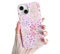 Skyseaco for iPhone 14 Case Cute Pink Flower Floral Pattern Aesthetic Phone Case for Women Girls Soft Slim TPU Shockproof Phone Cover - Pink Wildflower