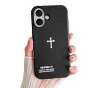Skyseaco for iPhone 16 Case, Bible Verse Christian Cross Phone Case Hybrid 2-Layer Hard Shell,Shockproof Soft for Girl Women Boy Men