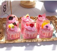 Skyseen 6pcs Realistic Artificial Cupcake Mixed Fake Cake Model Home Staging Equipment Crafts Photography Props Home Decoration Pink Circle