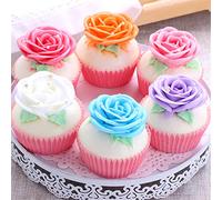 Skyseenqqw 6 PCS Realistic Artificial Rose Cupcake Model Fake Cake Model Photography Props Decoration