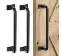 skysen 30CM Sliding Door Handle 2PC Barn Door Handle Black Handles with Simple Style and Round Corner Shape, Handle for Barn Door, Sliding Door, Garden Gate, Cabinet, Bathroom Sliding Door Set
