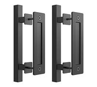 skysen Sliding Barn Door Handle Flush Pull Set -Black 12" Square (685-2pack)