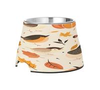 SKYSHU Autumn Harvest Pumpkin Elevated Dog Bowls, Prevention of Vertebrae Disease Raised Dog & Cat Bowl Stand with Removable Stainless Steel Bowls, Non-Slip Spill-Proof Pet Food & Water Bowl Dish