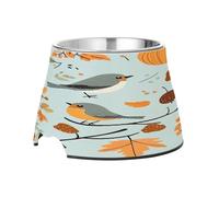 SKYSHU Autumn Harvest Pumpkin Elevated Dog Bowls, Prevention of Vertebrae Disease Raised Dog & Cat Bowl Stand with Removable Stainless Steel Bowls, Non-Slip Spill-Proof Pet Food & Water Bowl Dish