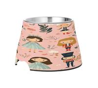 SKYSHU Ballerina and Tin Soldier Elevated Dog Bowls, Prevention of Vertebrae Disease Raised Dog & Cat Bowl Stand with Removable Stainless Steel Bowls, Non-Slip Spill-Proof Pet Food & Water Bowl Dish