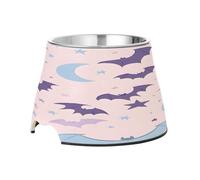 SKYSHU Bats Elevated Dog Bowls, Prevention of Vertebrae Disease Raised Dog & Cat Bowl Stand with Removable Stainless Steel Bowls, Non-Slip Spill-Proof Pet Food & Water Bowl Dish