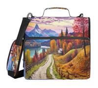 SKYSHU Beautiful Scenery 3-Ring Zipper Binder with Shoulder Strap & Handle - 1.5" Binder Organizer Water-Resistant Expandable File Folder with Multi Pocket for School & Office Supplies