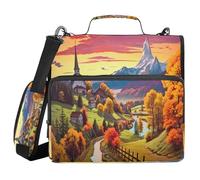 SKYSHU Beautiful Scenery 3-Ring Zipper Binder with Shoulder Strap & Handle - 1.5" Binder Organizer Water-Resistant Expandable File Folder with Multi Pocket for School & Office Supplies