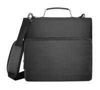 SKYSHU Black 3-Ring Zipper Binder with Shoulder Strap & Handle - 1.5" Binder Organizer Water-Resistant Expandable File Folder with Multi Pocket for School & Office Supplies