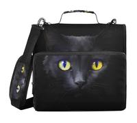 SKYSHU Black Cat 3-Ring Zipper Binder with Shoulder Strap & Handle - 1.5" Binder Organizer Water-Resistant Expandable File Folder with Multi Pocket for School & Office Supplies