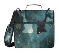 SKYSHU Black White Koi Fish 3-Ring Zipper Binder with Shoulder Strap & Handle - 1.5" Binder Organizer Water-Resistant Expandable File Folder with Multi Pocket for School & Office Supplies