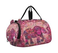 SKYSHU Boho Elephant Large Waterproof Weekender Overnight Bag, Detachable Shoulder Strap Gym Bag with Shoe Compartment & Wet Pocket