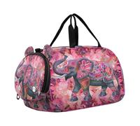SKYSHU Boho Elephant Large Waterproof Weekender Overnight Bag, Detachable Shoulder Strap Gym Bag with Shoe Compartment & Wet Pocket