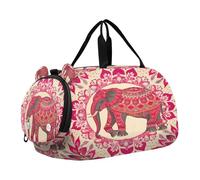SKYSHU Boho Elephant Large Waterproof Weekender Overnight Bag, Detachable Shoulder Strap Gym Bag with Shoe Compartment & Wet Pocket