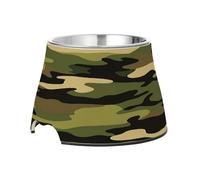 SKYSHU Camo Elevated Dog Bowls, Prevention of Vertebrae Disease Raised Dog & Cat Bowl Stand with Removable Stainless Steel Bowls, Non-Slip Spill-Proof Pet Food & Water Bowl Dish
