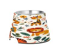 SKYSHU Cartoon Animals Elevated Dog Bowls, Prevention of Vertebrae Disease Raised Dog & Cat Bowl Stand with Removable Stainless Steel Bowls, Non-Slip Spill-Proof Pet Food & Water Bowl Dish