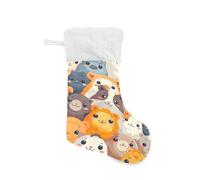 SKYSHU Cartoon Guinea Pig Christmas Stocking 2 Pack, Large Xmas Tree Fireplace Hanging Stockings with Plush Fur Cuff for Family Holiday Party Decor Xmas Gifts, 18 Inch