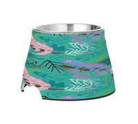 SKYSHU Chameleons Elevated Dog Bowls, Prevention of Vertebrae Disease Raised Dog & Cat Bowl Stand with Removable Stainless Steel Bowls, Non-Slip Spill-Proof Pet Food & Water Bowl Dish