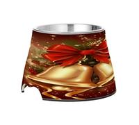 SKYSHU Christmas Bell Elevated Dog Bowls, Prevention of Vertebrae Disease Raised Dog & Cat Bowl Stand with Removable Stainless Steel Bowls, Non-Slip Spill-Proof Pet Food & Water Bowl Dish