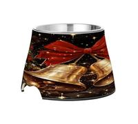 SKYSHU Christmas Bell Elevated Dog Bowls, Prevention of Vertebrae Disease Raised Dog & Cat Bowl Stand with Removable Stainless Steel Bowls, Non-Slip Spill-Proof Pet Food & Water Bowl Dish