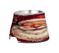SKYSHU Christmas Santa Claus Elevated Dog Bowls, Prevention of Vertebrae Disease Raised Dog & Cat Bowl Stand with Removable Stainless Steel Bowls, Non-Slip Spill-Proof Pet Food & Water Bowl Dish