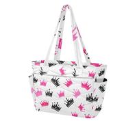 SKYSHU Crowns Puffy Tote Bag for Women, Lightweight Quilted Work Tote with Laptop Compartment & Multi Zipper Pockets, Carry On Bag with Luggage Sleeve for Travel, Gym