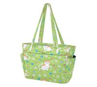 SKYSHU Cute Cats Puffy Tote Bag for Women, Lightweight Quilted Work Tote with Laptop Compartment & Multi Zipper Pockets, Carry On Bag with Luggage Sleeve for Travel, Gym