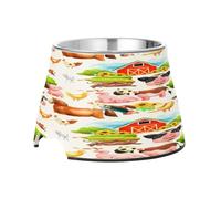 SKYSHU Farm Animals Elevated Dog Bowls, Prevention of Vertebrae Disease Raised Dog & Cat Bowl Stand with Removable Stainless Steel Bowls, Non-Slip Spill-Proof Pet Food & Water Bowl Dish