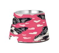 SKYSHU French Bulldog Elevated Dog Bowls, Prevention of Vertebrae Disease Raised Dog & Cat Bowl Stand with Removable Stainless Steel Bowls, Non-Slip Spill-Proof Pet Food & Water Bowl Dish