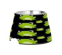 SKYSHU Frog Elevated Dog Bowls, Prevention of Vertebrae Disease Raised Dog & Cat Bowl Stand with Removable Stainless Steel Bowls, Non-Slip Spill-Proof Pet Food & Water Bowl Dish