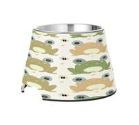 SKYSHU Frogs Elevated Dog Bowls, Prevention of Vertebrae Disease Raised Dog & Cat Bowl Stand with Removable Stainless Steel Bowls, Non-Slip Spill-Proof Pet Food & Water Bowl Dish