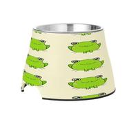 SKYSHU Frogs Elevated Dog Bowls, Prevention of Vertebrae Disease Raised Dog & Cat Bowl Stand with Removable Stainless Steel Bowls, Non-Slip Spill-Proof Pet Food & Water Bowl Dish