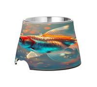 SKYSHU Goldfish Elevated Dog Bowls, Prevention of Vertebrae Disease Raised Dog & Cat Bowl Stand with Removable Stainless Steel Bowls, Non-Slip Spill-Proof Pet Food & Water Bowl Dish