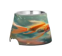 SKYSHU Goldfish Elevated Dog Bowls, Prevention of Vertebrae Disease Raised Dog & Cat Bowl Stand with Removable Stainless Steel Bowls, Non-Slip Spill-Proof Pet Food & Water Bowl Dish