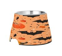 SKYSHU Halloween Bat Elevated Dog Bowls, Prevention of Vertebrae Disease Raised Dog & Cat Bowl Stand with Removable Stainless Steel Bowls, Non-Slip Spill-Proof Pet Food & Water Bowl Dish