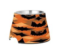 SKYSHU Halloween Bat Elevated Dog Bowls, Prevention of Vertebrae Disease Raised Dog & Cat Bowl Stand with Removable Stainless Steel Bowls, Non-Slip Spill-Proof Pet Food & Water Bowl Dish