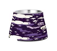 SKYSHU Halloween Bat Elevated Dog Bowls, Prevention of Vertebrae Disease Raised Dog & Cat Bowl Stand with Removable Stainless Steel Bowls, Non-Slip Spill-Proof Pet Food & Water Bowl Dish