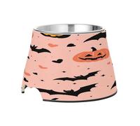 SKYSHU Halloween Bat Elevated Dog Bowls, Prevention of Vertebrae Disease Raised Dog & Cat Bowl Stand with Removable Stainless Steel Bowls, Non-Slip Spill-Proof Pet Food & Water Bowl Dish