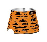 SKYSHU Halloween Bat Elevated Dog Bowls, Prevention of Vertebrae Disease Raised Dog & Cat Bowl Stand with Removable Stainless Steel Bowls, Non-Slip Spill-Proof Pet Food & Water Bowl Dish